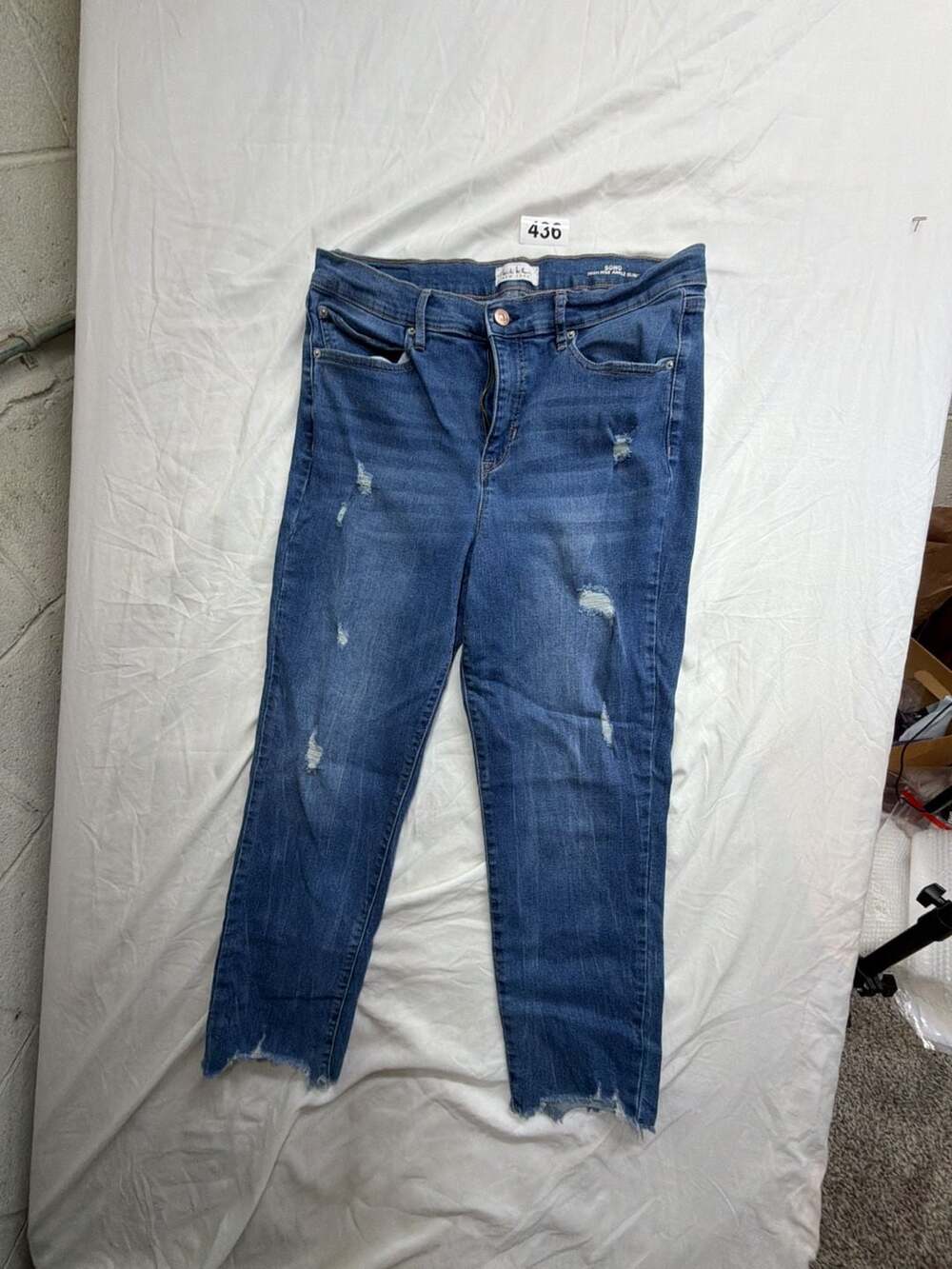 Nicole Miller Soho High Rise Ankle Slim Jeans Size 12 Distressed